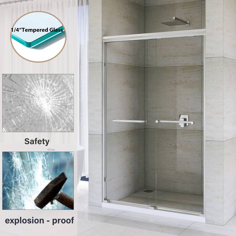 Double Sliding Framed Shower Door in Matte Black Finish