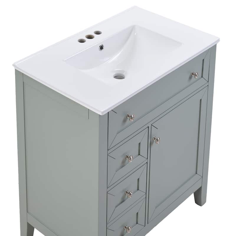 30" Wood Bathroom Vanity w/ Undermount Sink,Drawer,Adjustable Shelf