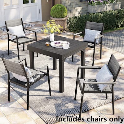 Pellebant Outdoor Modern Aluminum Dining Chairs with Armrest - 19.4" D x 18.9" W x 34.3" H