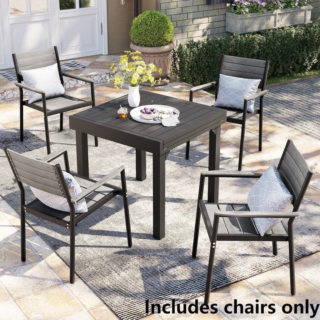 Pellebant Outdoor Modern Aluminum Dining Chairs with Armrest - 19.4" D x 18.9" W x 34.3" H