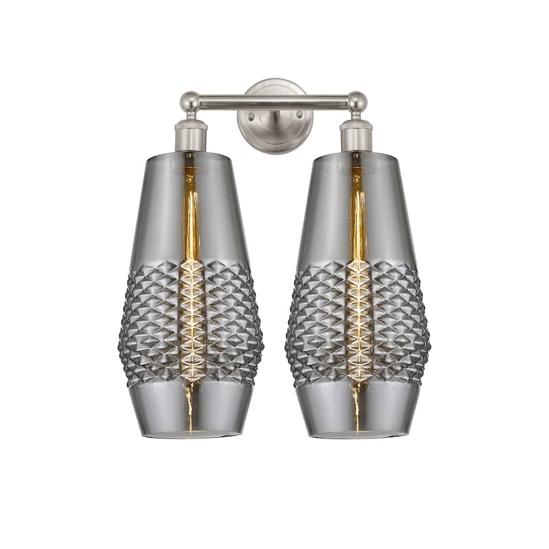 Innovations Lighting Windham - 2 Light 16" Bath Vanity Light. - Smoked/Satin Nickel