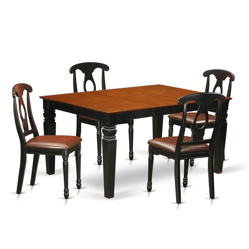 East West Furniture 5 Piece Table Set- a Kitchen Table and 4 Kitchen Chairs, Black & Cherry(Seat Type Options)