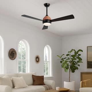 52" 3-Blade Rattan Ceiling Fan with LED Light and Remote Control