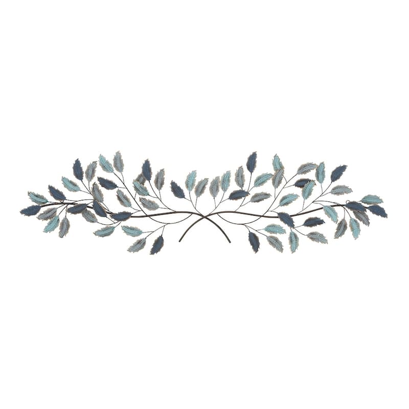 Metal Leaf Home Wall Decor with Gold Accents - Blue - Roche River Decor - Blue