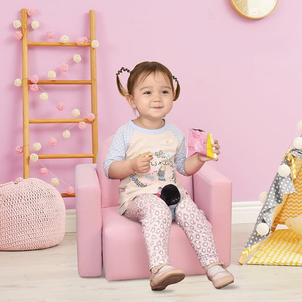 slide 2 of 14, Qaba 2-in-1 Multifunctional Convertible Kids Table and Chair Set Pink