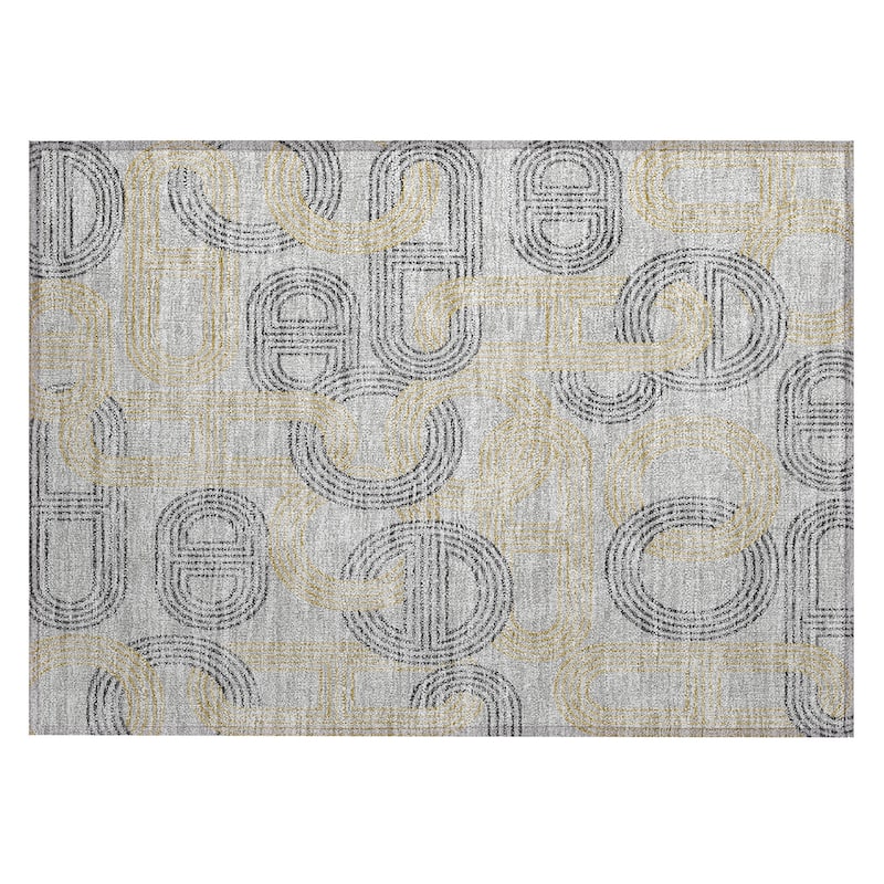 Machine Washable Indoor/ Outdoor Contemporary Geo Chantille Rug