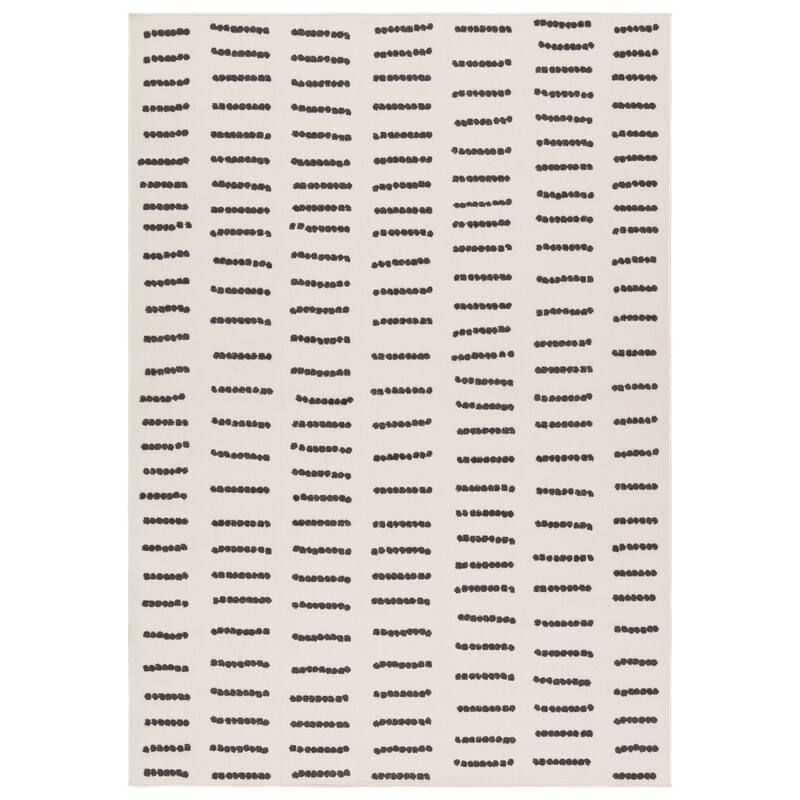 Javyn Indoor/Outdoor Dotted Cream/Charcoal Area Rug