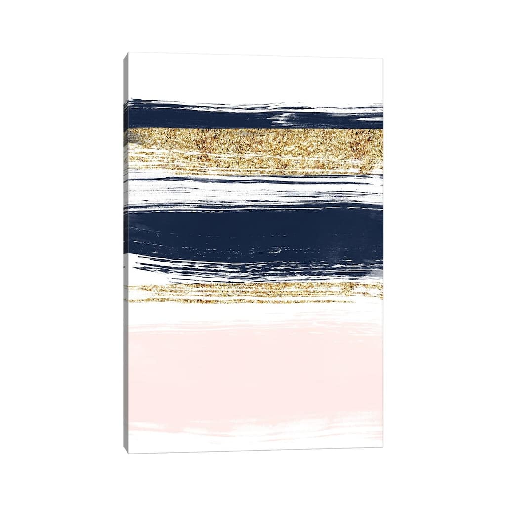 iCanvas "Lux Navy And Pink Paint Stripes" by Pixy Paper Canvas Print