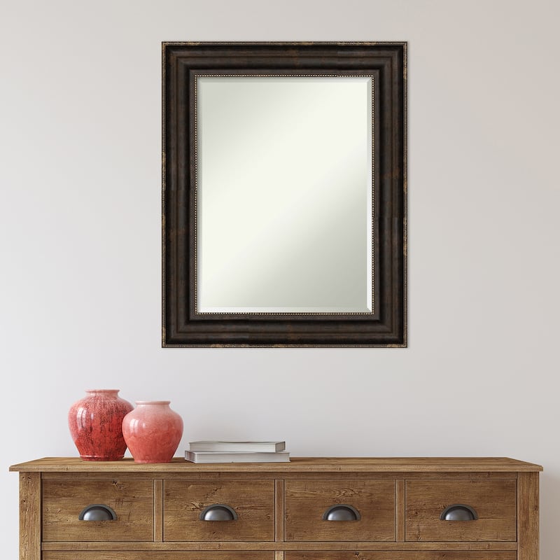 Beveled Bathroom Wall Mirror - Stately Bronze Frame - Stately Bronze