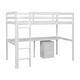 preview thumbnail 9 of 8, White Twin Size Wood Loft Wood Bed with Under-bed, Built-in Desk, a Storage Cabinet of 2 Drawers, Guardrails and Ladder