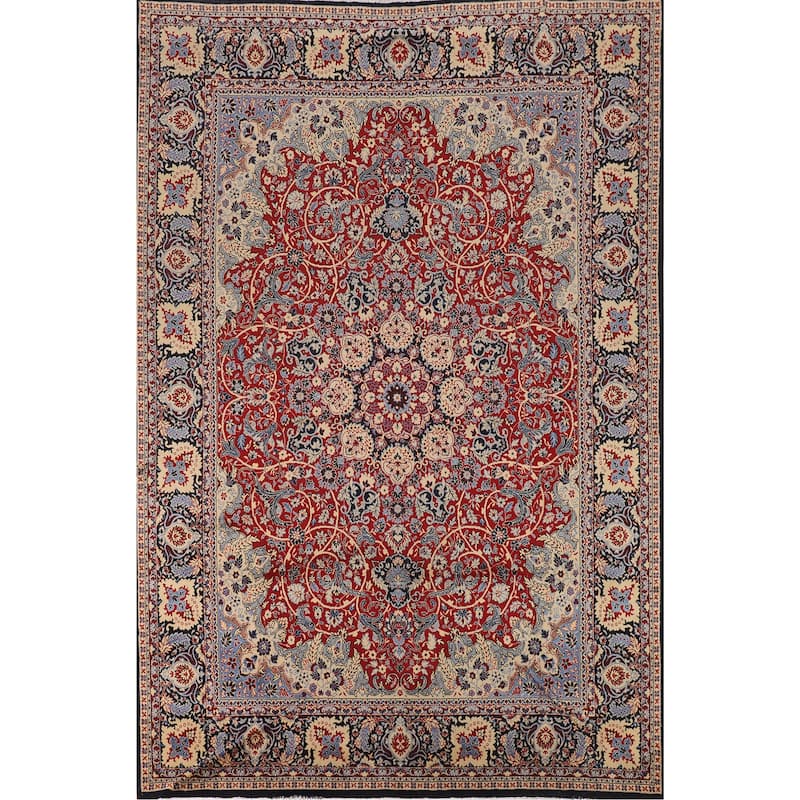 Traditional Kashan Turkish Rug Machine-Made Floral Carpet - 9'9" x 13'0"