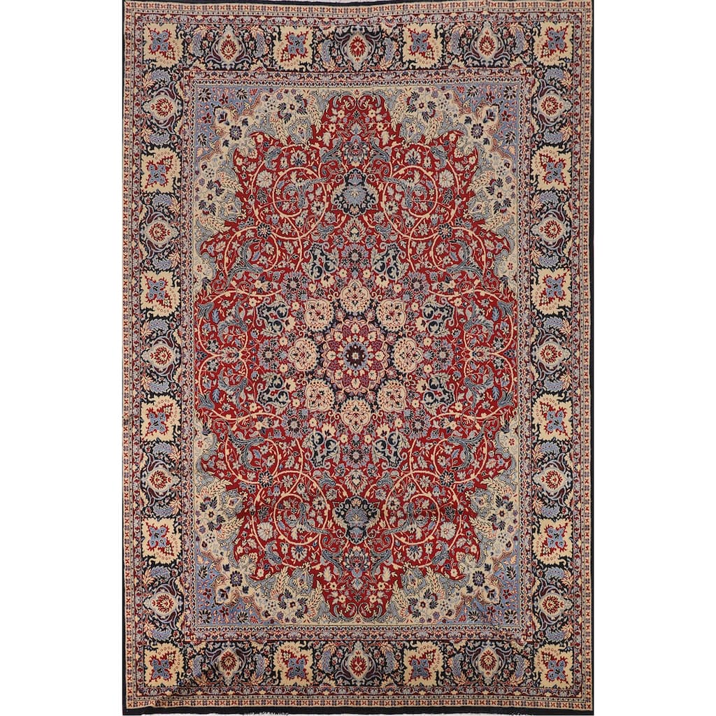 Traditional Kashan Turkish Rug Machine-Made Floral Carpet - 9'9" x 13'0"