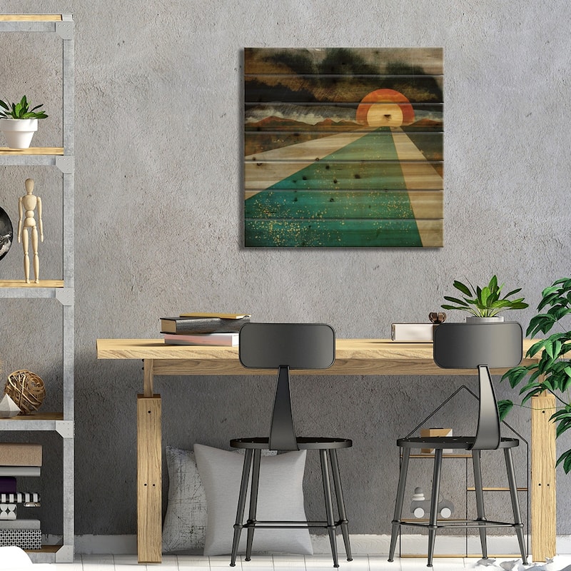 Retro Sunset Print On Wood by SpaceFrog Designs - Multi-Color