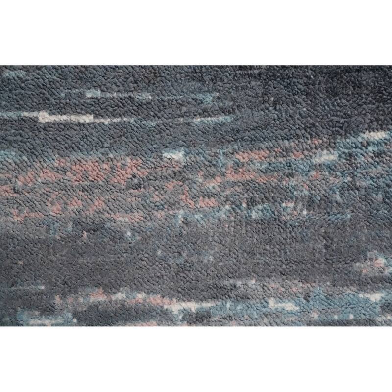 Hand Knotted Oriental Viscose Silk Carpet Modern Pictorial Multi-Colored Abstract Area Rug - 7' 11'' X 5' 3''