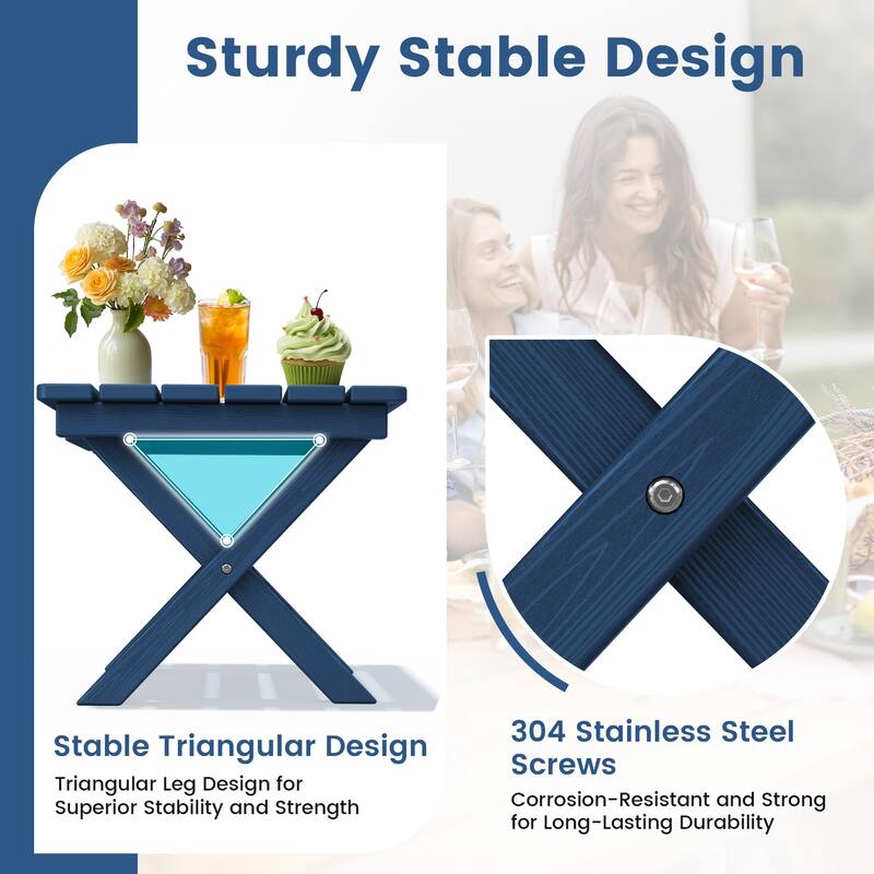 Outdoor Patio HDPE Foldable Side Table, Waterproof & Weather Resistant
