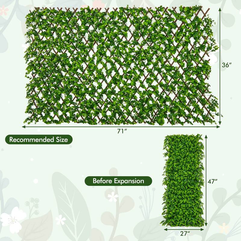 Gymax 2PCS Expandable Fence Privacy Screen Decorative Faux Eucalyptus