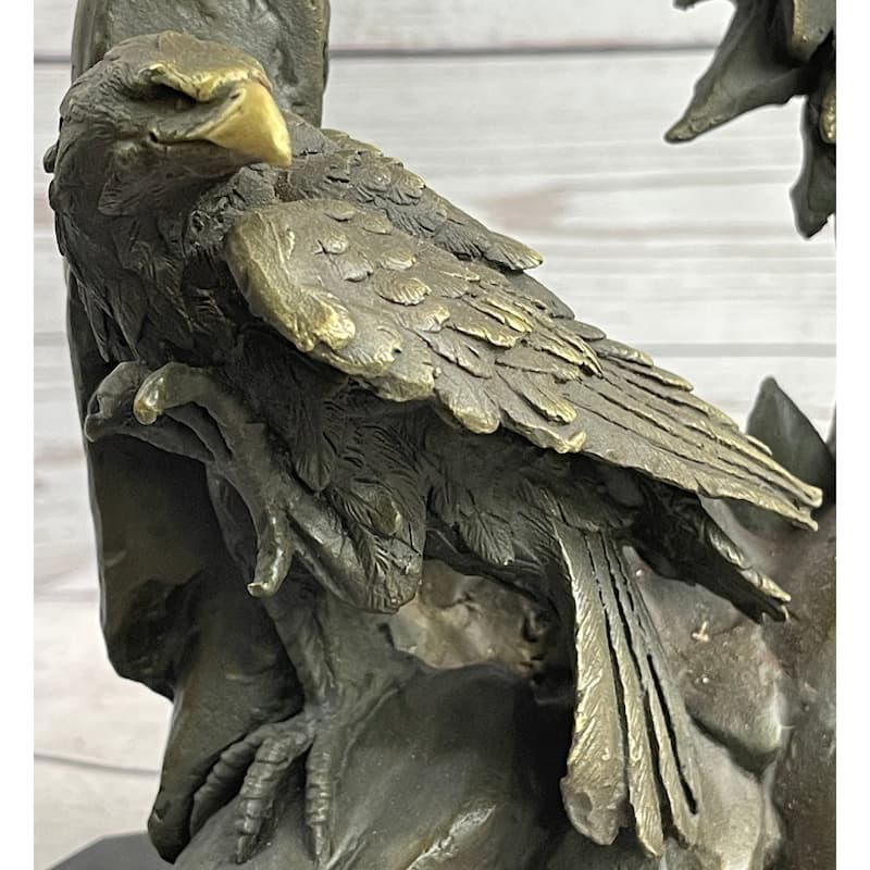 Majestic Bald Eagle Head Sculpture Bronze Statue Figurine Wildlife Bird Lover Art Decor