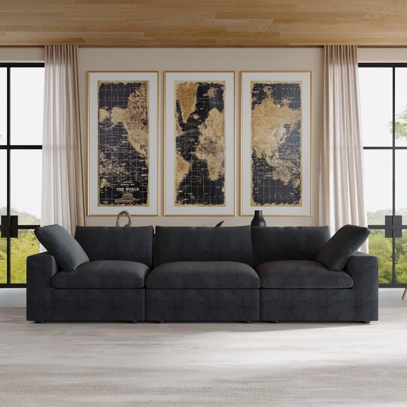 Modular Sectional Sofas for Living Room, Convertible Sofa Couch - Black