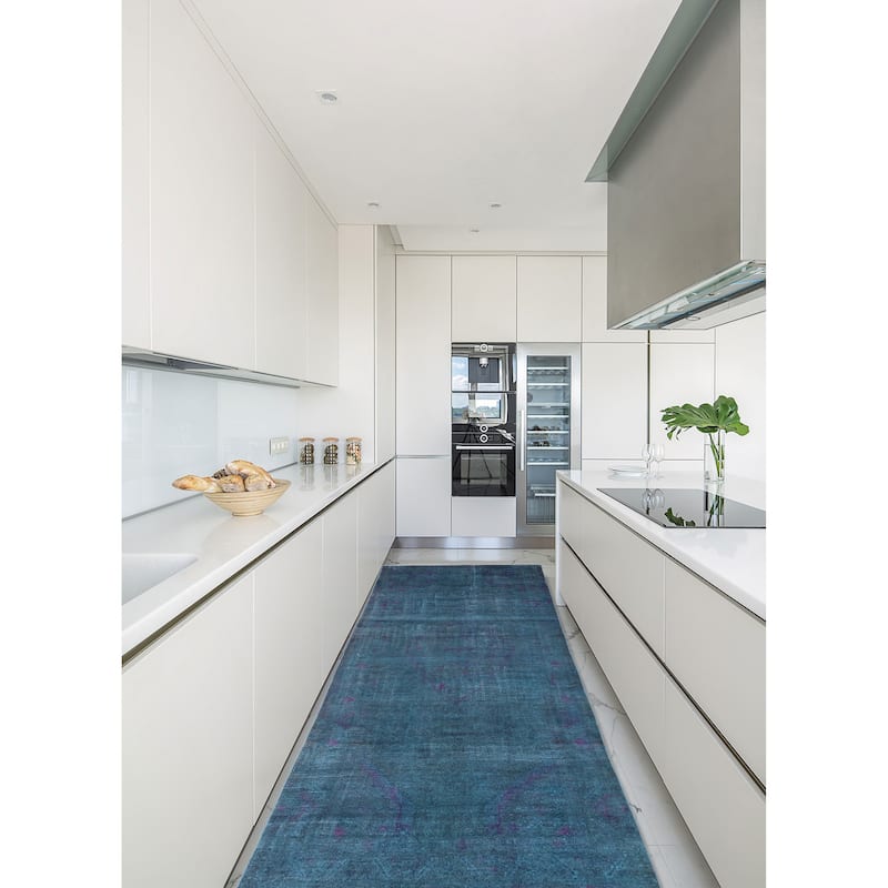 ECARPETGALLERY Hand-knotted Color Transition Dark Teal Wool Rug - 5'1 x 11'10