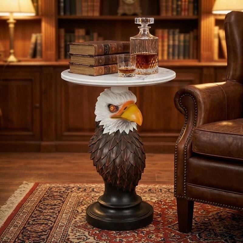 Eagle Head Accent Table Animal Statue End Tables Livingroom