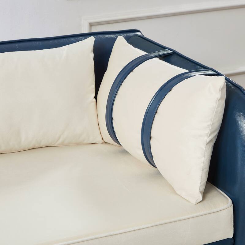 65" Storage Chaise Lounge Sofa with PU and Velvet Upholstery, Modern Sleeper Sofa with Hidden Storage