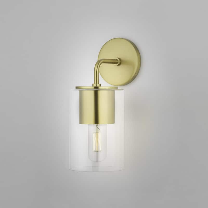 Mitzi by Hudson Valley Lula 1-light Aged Brass Wall Sconce, Clear Glass