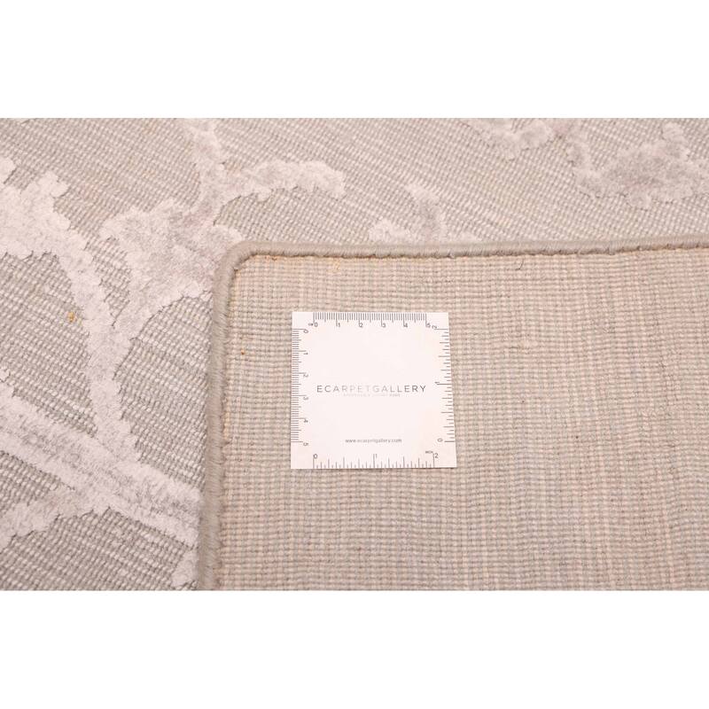 ECARPETGALLERY Hand Loomed Elysian Grey Viscose, Wool Rug - 6'7 x 9'10