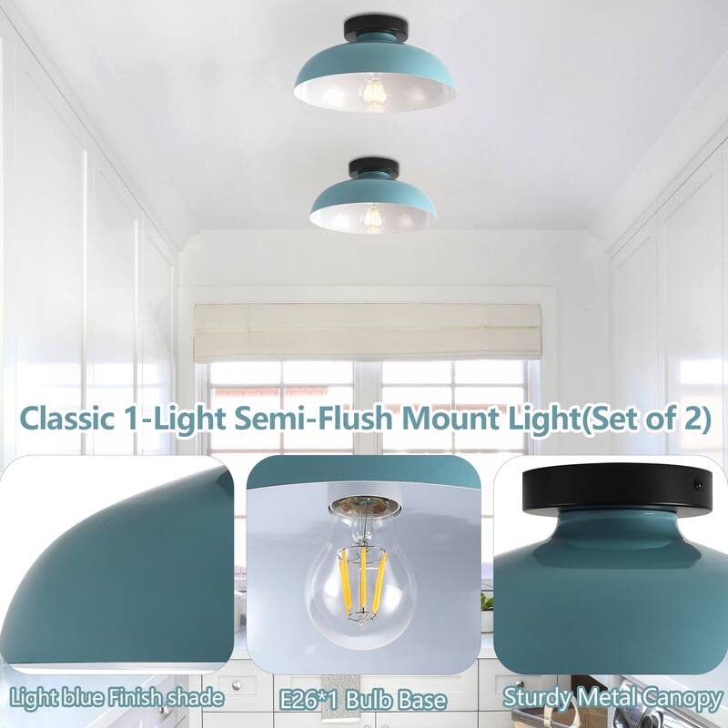 Semi Flush Mount Ceiling Light, Modern Ceiling Light Fixture for Kitchen Island Dining Room Foyer Hallway Porch Barn Loft