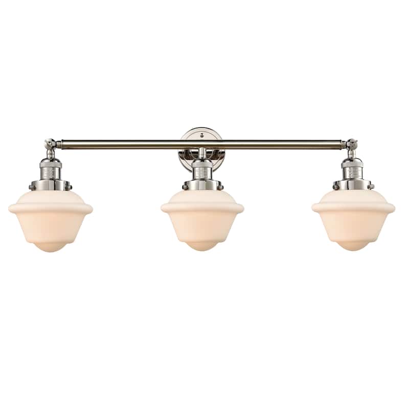 Innovations Lighting Oxford - 3 Light 34" Bath Vanity Light - Polished Nickel/Matte White