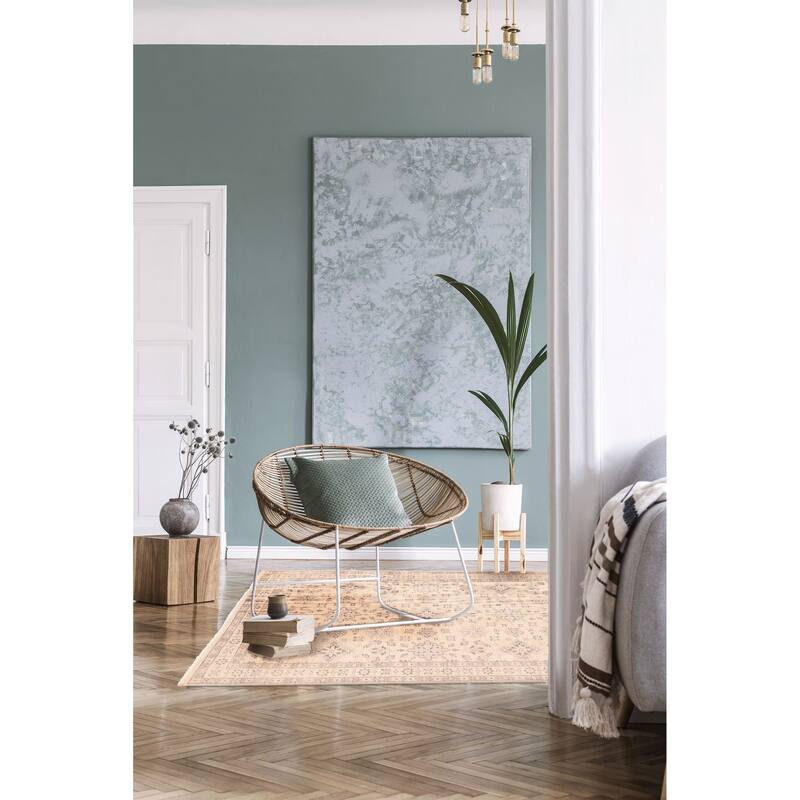 ECARPETGALLERY Hand-knotted Jules Serapi Light Khaki Wool Rug - 5'6 x 7'9