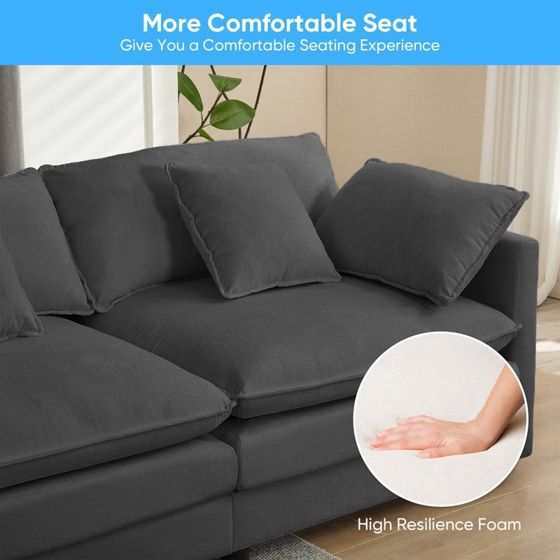 Mixoy 113''U-Shaped Modular Sectional Sofa, 5-Seat Cloud Couch with 2 Ottomans,Modern Chenille Sleeper Sofa,Deep Seat Couches