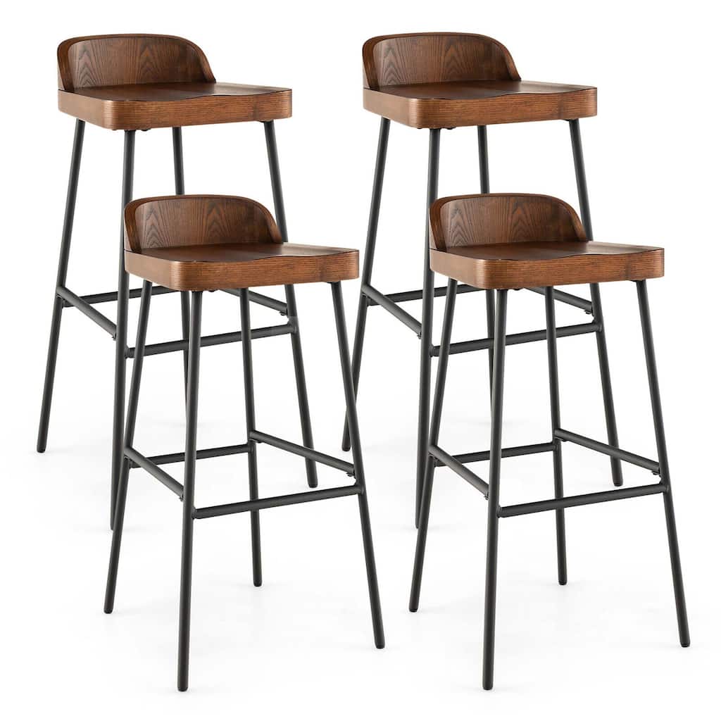 Gymax Set of 4 Industrial 29'' Bar Stool Bar Height Saddle Seat