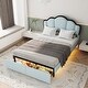 preview thumbnail 1 of 5, Full Size Upholstered Princess Platform Bed with LED and 2 Storage Drawers,Blue Blue - Full
