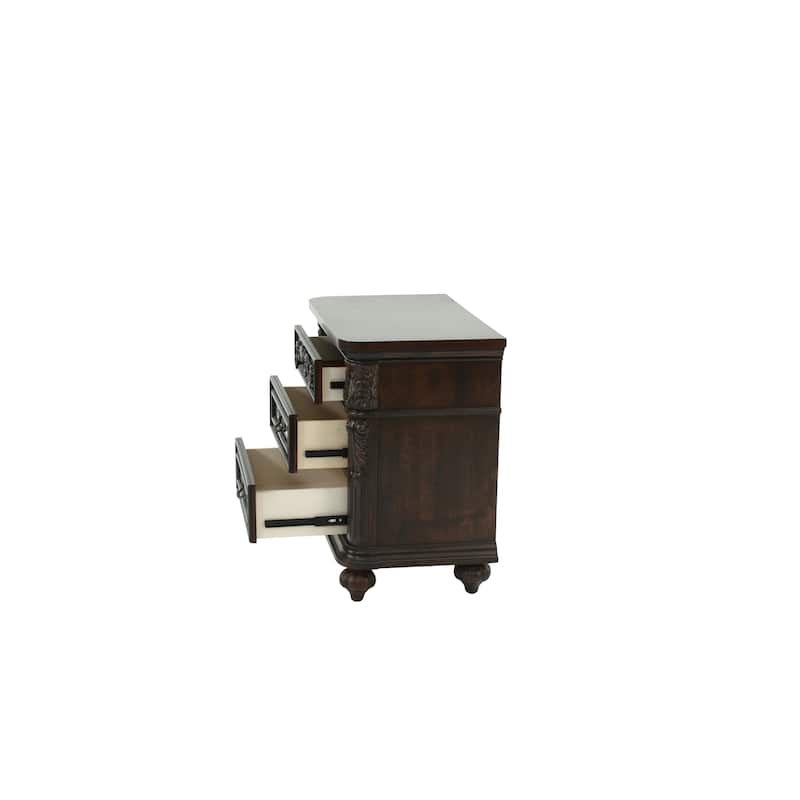 1pc Nightstand Cherry Veneer 2-Drawers
