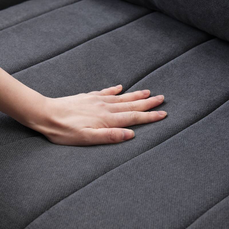 Modular L-Shaped Sectional Sofa with Movable Ottoman, 5 Seat Corner Couch with Throw Pillows, Comfy Cloud Upholstered Sofa