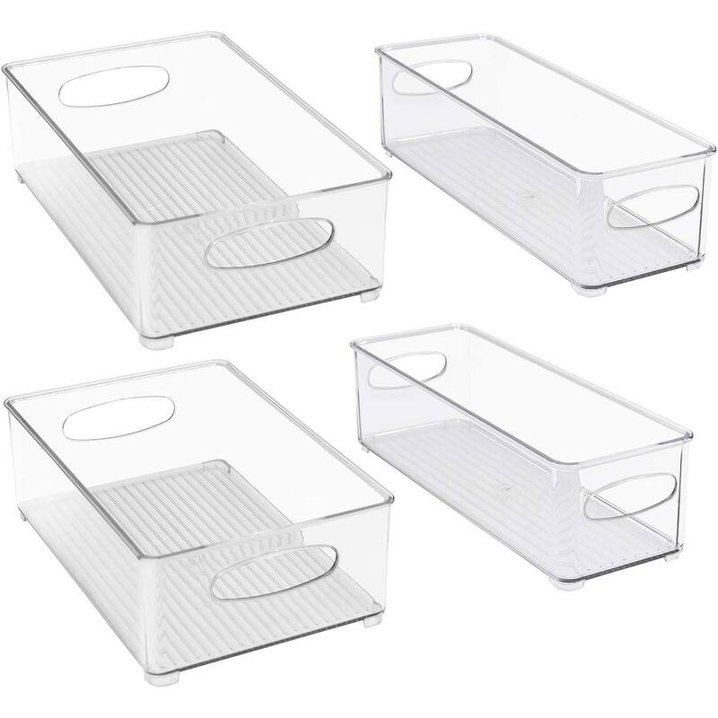 Sorbus Clear Plastic Organizer Storage Bin Containers with Handles for Pantry Food & Kitchen Fridge (6-Pack)