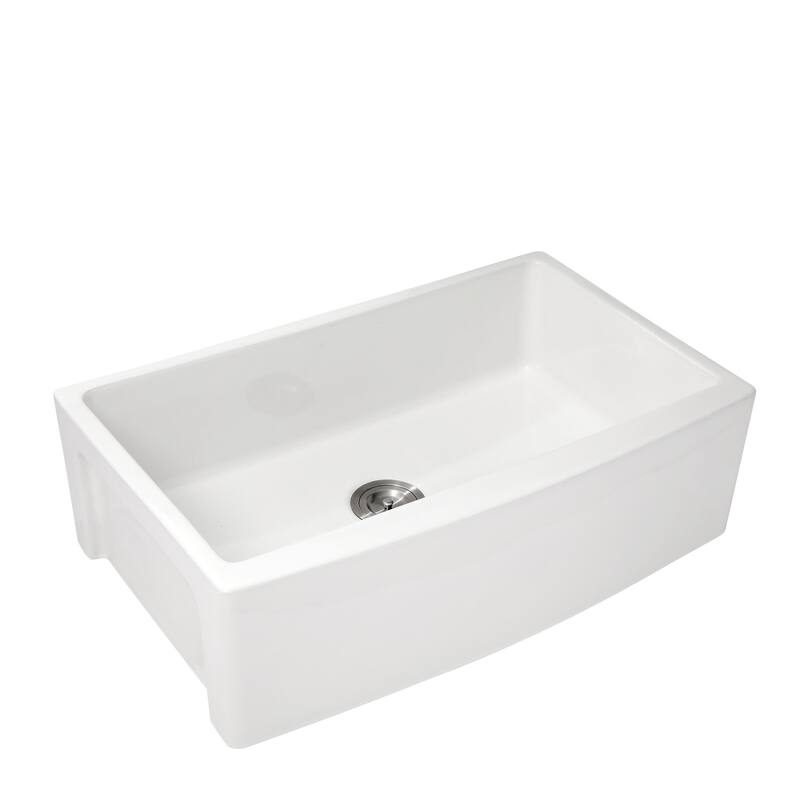 30'' Farmhouse Single Bowl Ceramic Kitchen Sink in White - 30'' x 21'' x 10''