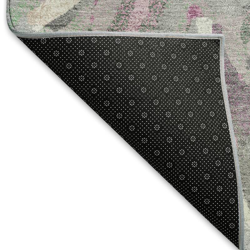 Machine Washable Indoor/ Outdoor Abstract Floral Chantille Rug