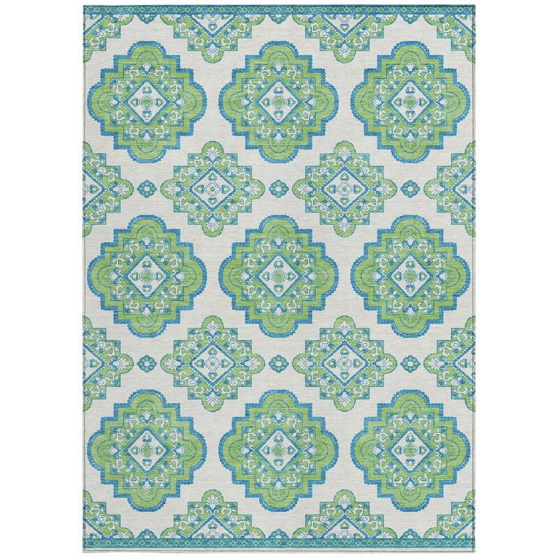 HomeRoots Medallion Transitional Rectangle Outdoor Rug