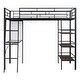 preview thumbnail 3 of 10, Twin Size Loft Metal Bed with 3-Layer Shelves and Desk , Stylish Frame with Whiteboard for Study and Storage