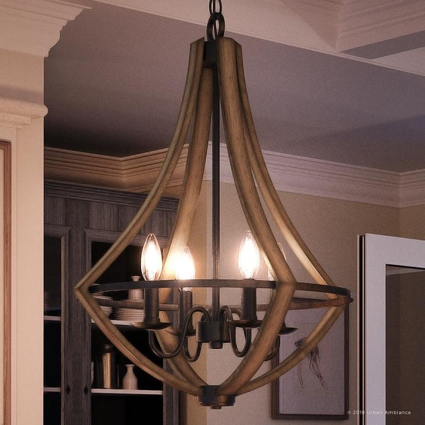 rustic wood and metal chandelier