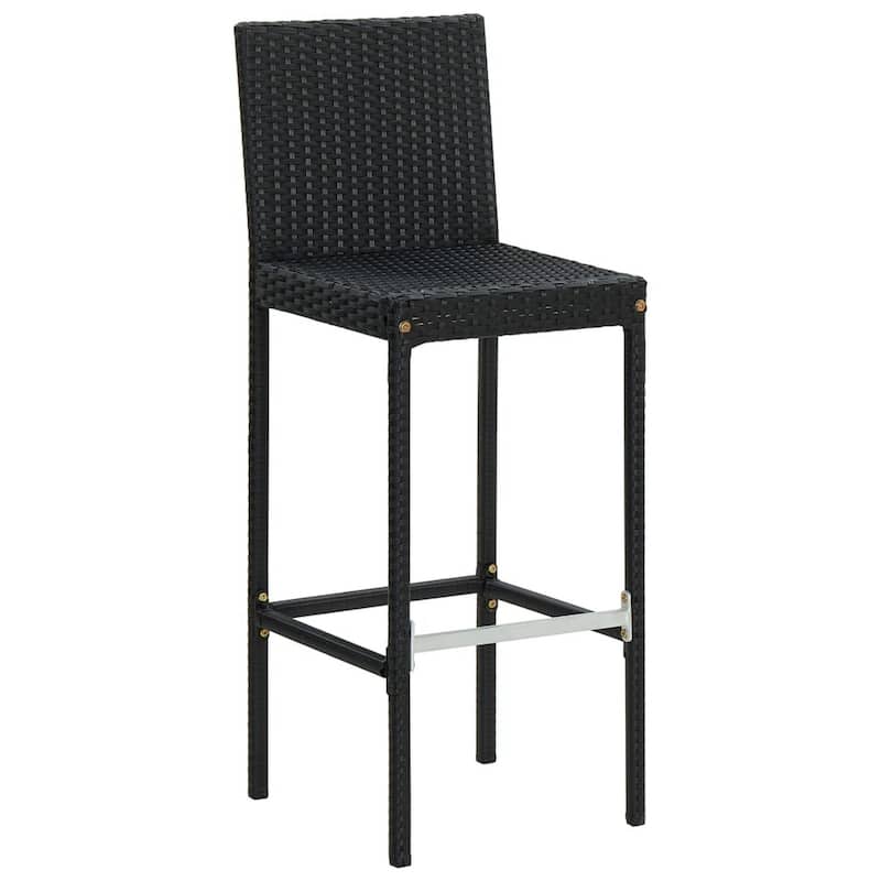 Nyra Outdoor Barstool Chair Set of 2, Cream Cushions Black Poly Rattan