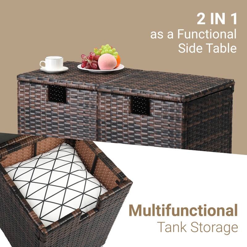 Patio Wicker Propane Gas Tank Box Tank Cover Side Table