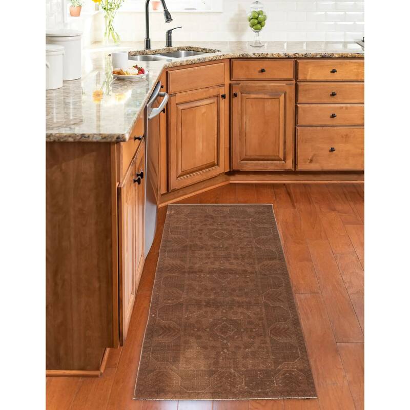 ECARPETGALLERY Hand-knotted Finest Khal Mohammadi Brown Wool Rug - 2'6 x 6'1