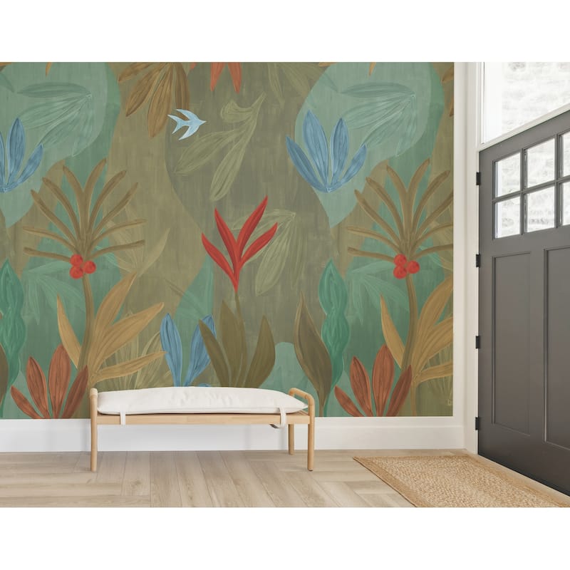 York Wallcoverings Chambord Gardens Leaf and Olive Wall Mural
