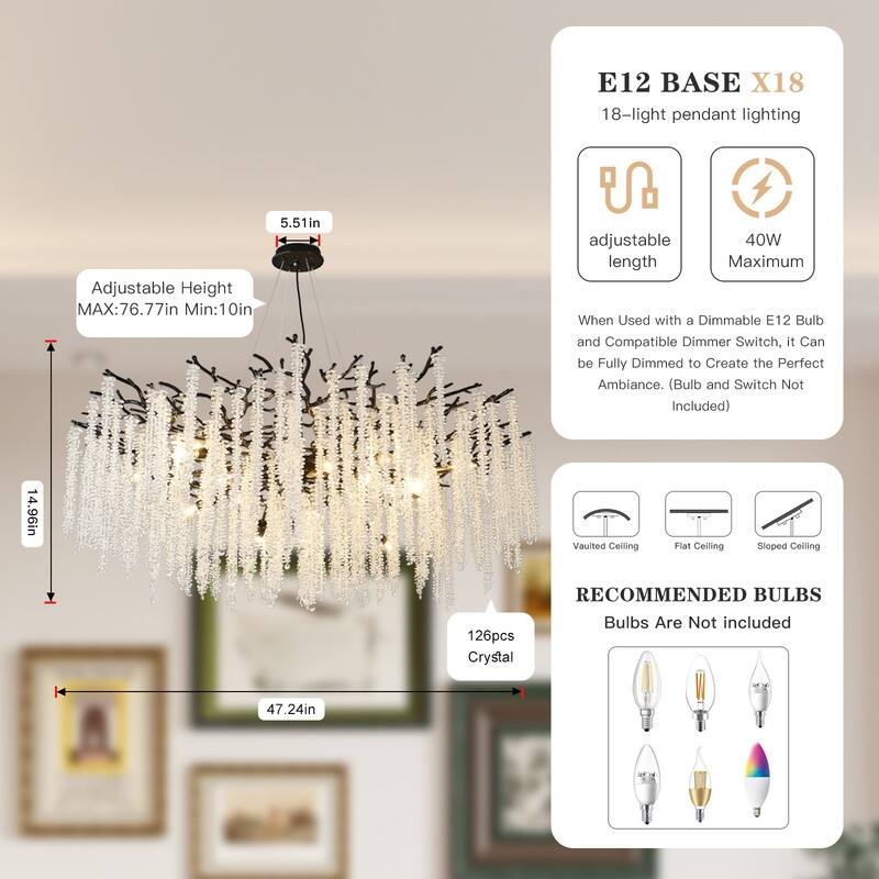 Golden Crystal Branch Chandelier Luxury Adjustable Lighting for Grand Entryways