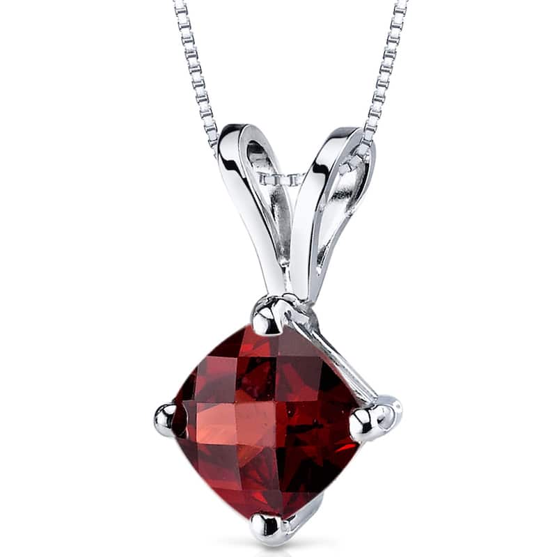 14k White Gold 1.1 ct Garnet Pendant Necklace
