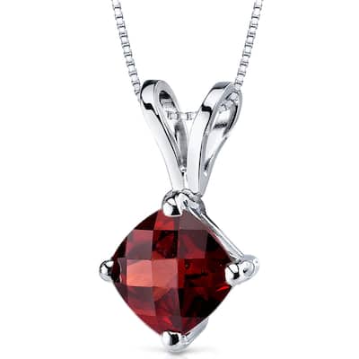 14k White Gold 1.1 ct Garnet Pendant Necklace