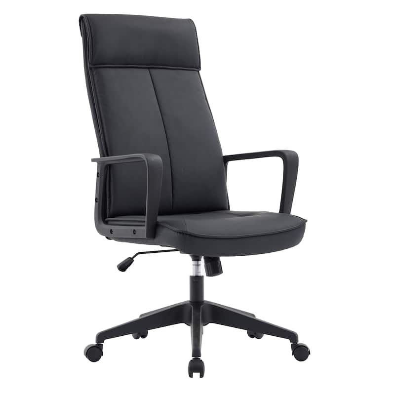 High-Back Leather/Polyester Office Chair Adjustable Height Swivel & Tilt Aiaria Series - N/A - Black