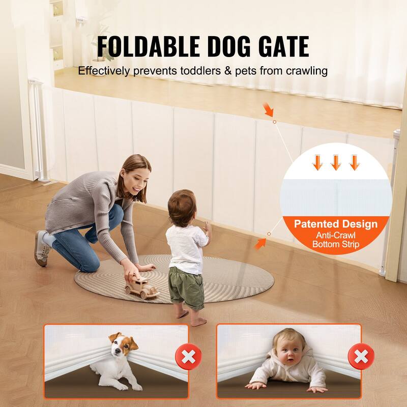 Mesh Foldable Wide Retractable Baby Gate Suitable for Playrooms Kitchens Or Hallways